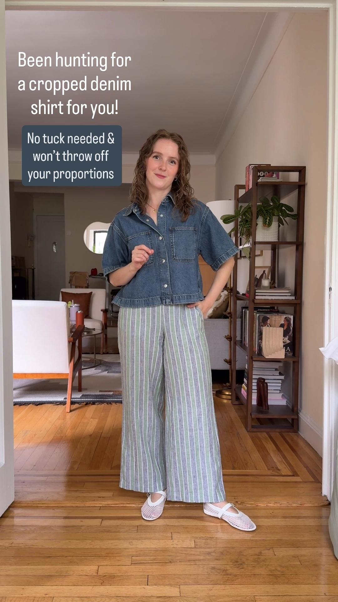 Cropped denim shirt outfit. On sale. wearing xs. I’m 5ft 2. Xs petite pants

#LTKSaleAlert #LTKSeasonal