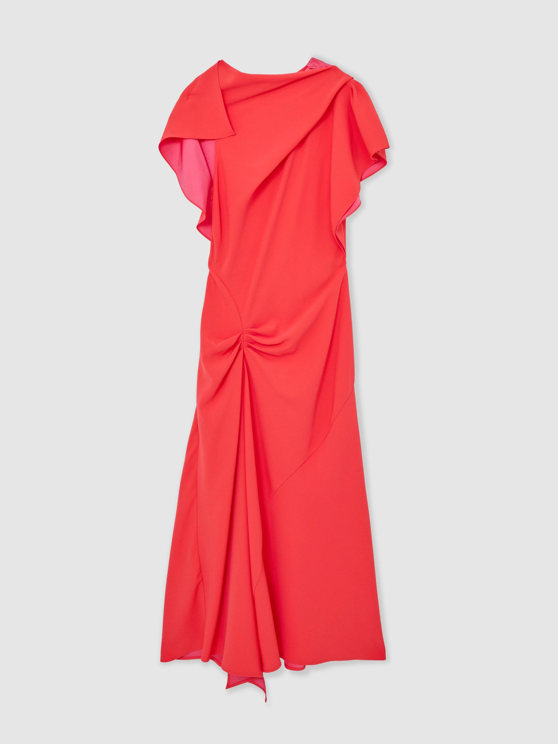 Reiss Asymmetric Draped Midi Dress in Orange - REISS | Reiss UK
