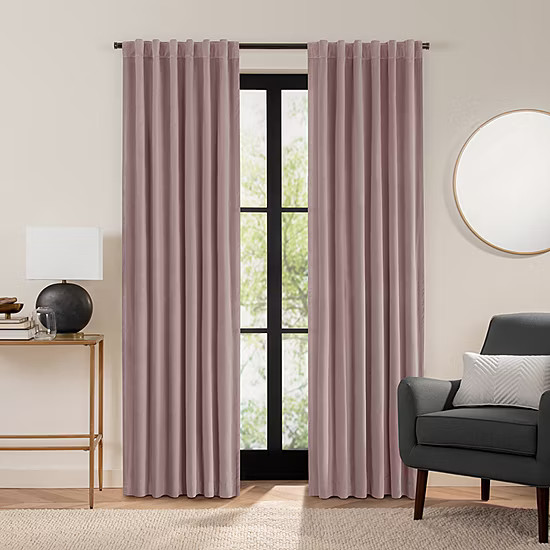 Fieldcrest Luxury Plush Washed Cotton Velvet Energy Saving 100% Blackout Single Curtain Panel | JCPenney