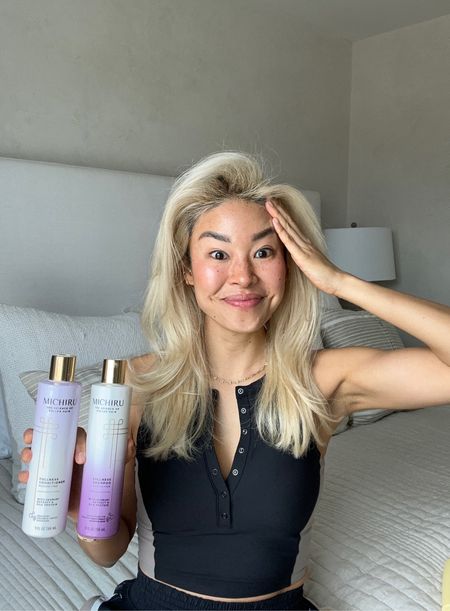 My hair has gotten thinner over the years so I'm loving all the volume I'm getting from the @michiruhair Fullness line! You can also add a few curlers and the bouncy fresh volume will stay all day! Available at  @target #MichiruHair #MichiruPartner #Target #TargetPartner