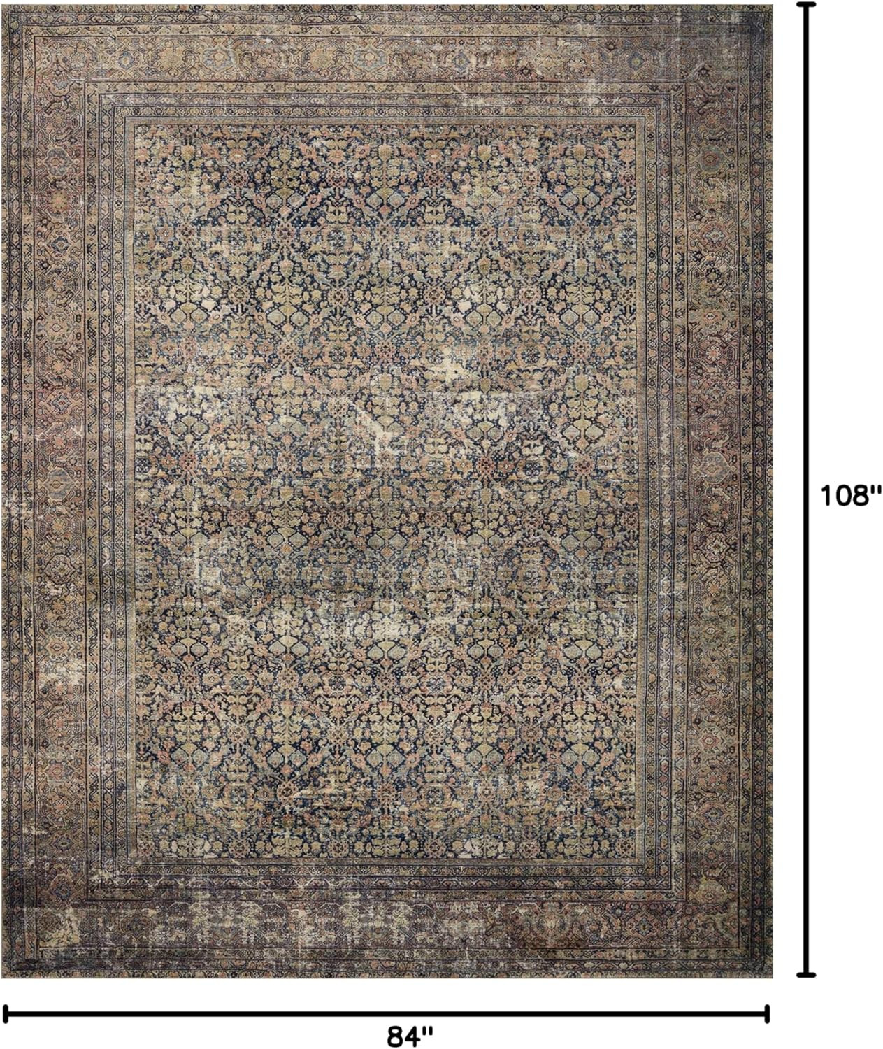 Loloi Amber Lewis Morgan 7'-3" x 9'-3" Area Rug in Denim/Multi - Large Area Rug, Neutral Area Rug... | Amazon (US)