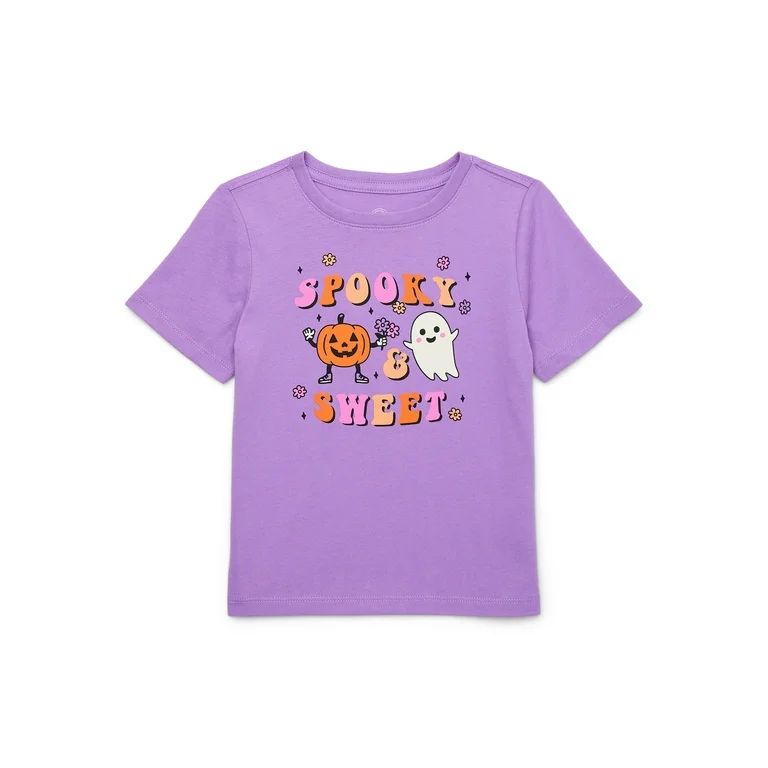 Wonder Nation Toddler Girls Halloween Graphic Tee, Sizes 12M-5T | Walmart (US)