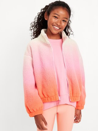 Printed Mock-Neck Sherpa Full-Zip Jacket for Girls | Old Navy (US)