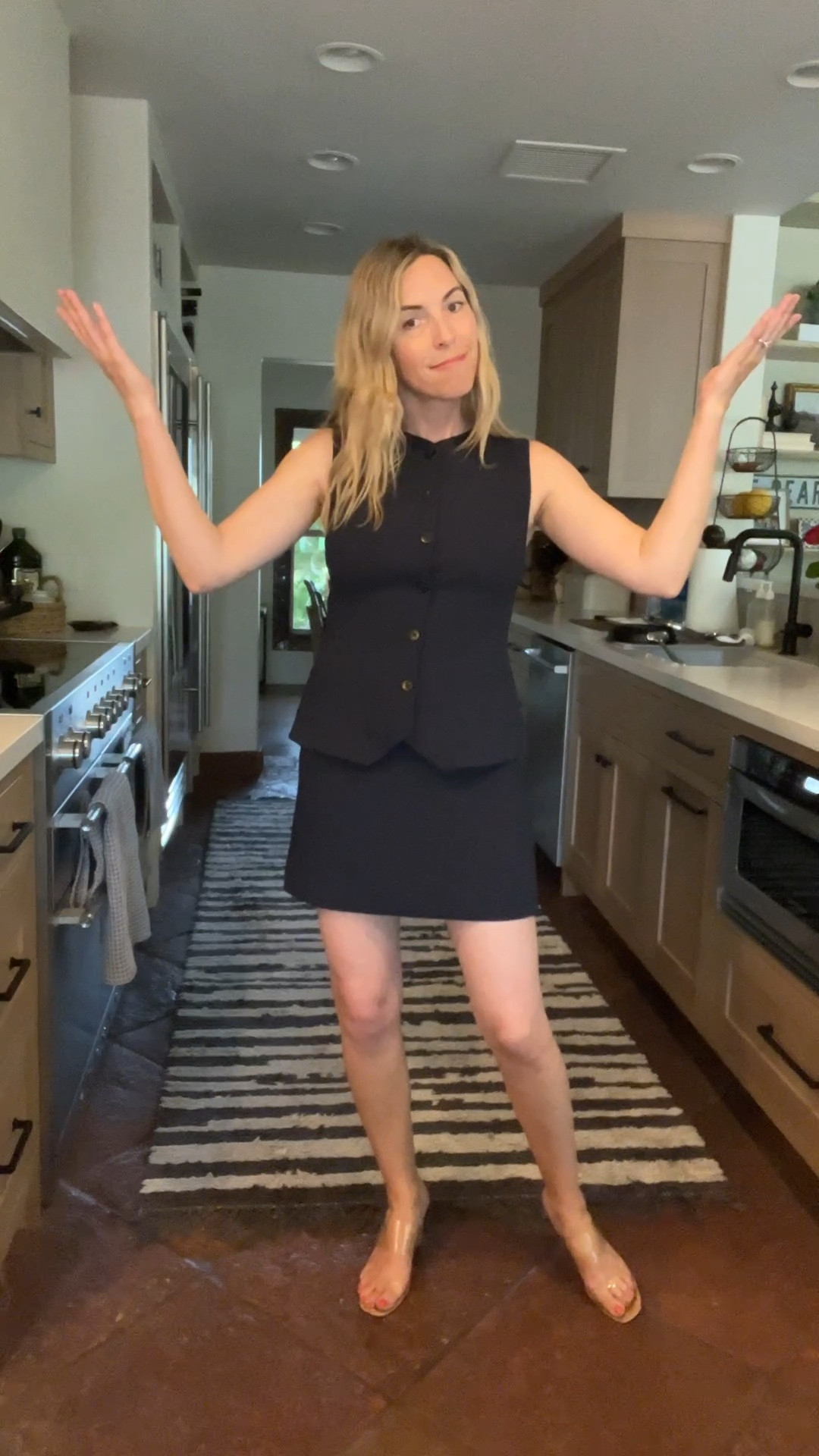 Summer suit option 💃

Navy vest and matching skirt from Aritzia. Laura is here for the vest trend! Also love the vest with jeans and black flats for a more casual vibe. If you have en elevated event- wear this! Pair with clear heel!

Sizing notes:
Laura sized up one in the vest and is in a 6. She is busty and the material doesn’t have any stretch. Skirt she is true to size, in a 4.



Summer outfit 

#LTKSummerEdit #LTKSeasonal #LTKOver40