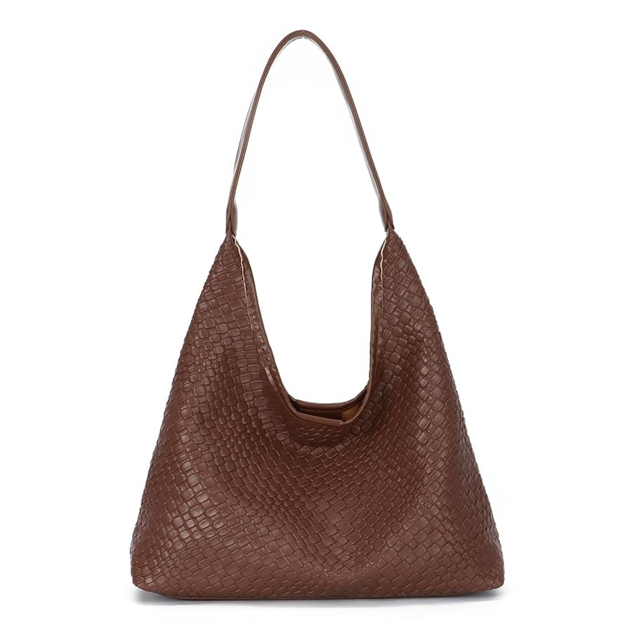 EVEOUT Women Tote Bag Faux Leather Casual Woven Hobo Shoulder Bag for Work Travel Large Weekender... | Amazon (UK)