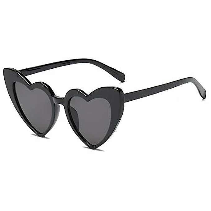 Heart-Shaped Sunglasses Women Vintga Black Pink Red Heart Shape Sun Glasses | Amazon (US)