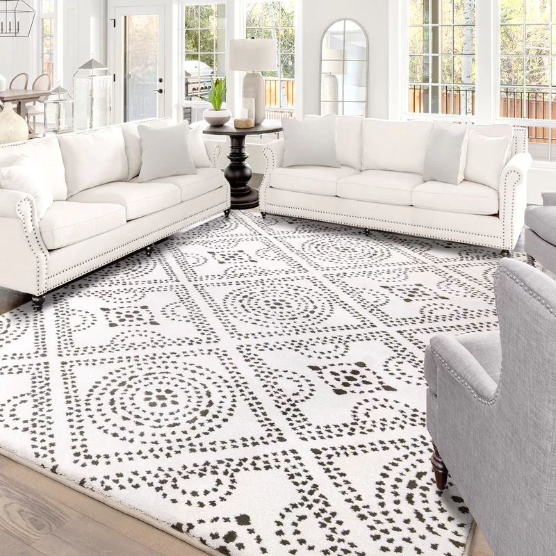 Bluebonnets Saltillo White/Gray Indoor / Outdoor Area Rug | Wayfair North America