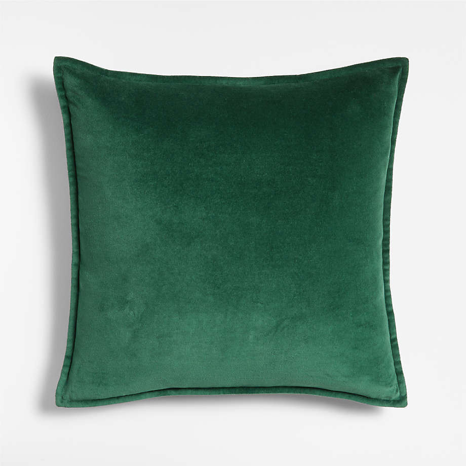 Moss 20" Washed Organic Cotton Velvet Pillow with Feather Insert + Reviews | Crate & Barrel | Crate & Barrel