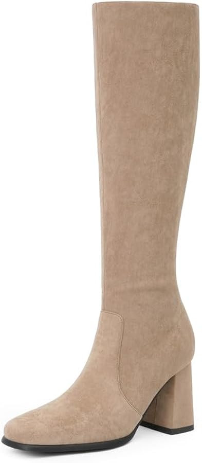 Modatope Knee High Boots Women Chunky Heel Square Toe Tall Boot for Women High Heel Side Zipper L... | Amazon (US)