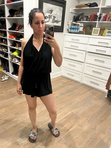 This romper style swimsuit is so comfortable to wear. It dries quickly enough that I wore it straight from the beach to dinner! 

#swimsuit #resortwear #swimwear  

#LTKswim #LTKover40 #LTKtravel