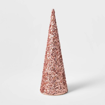 Large Sequin Tree Cone Decorative Figurine Blush - Wondershop™ | Target