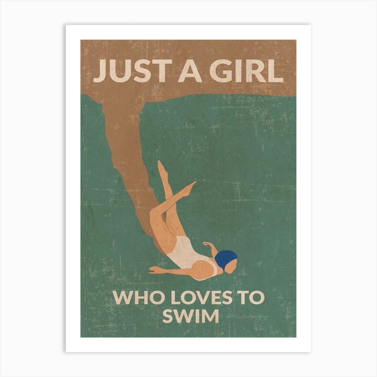 Just A Girl Who Loves To Swim (Green) Art Print | Fy! (UK)