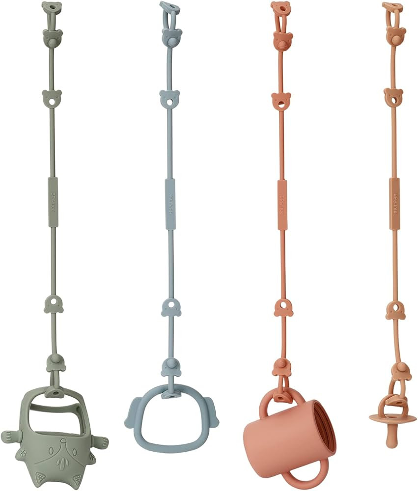 4 Pack Toy Safety Straps, Stretchable Silicone Pacifier Chains, Adjustable Baby Bottle Toy Teethe... | Amazon (US)