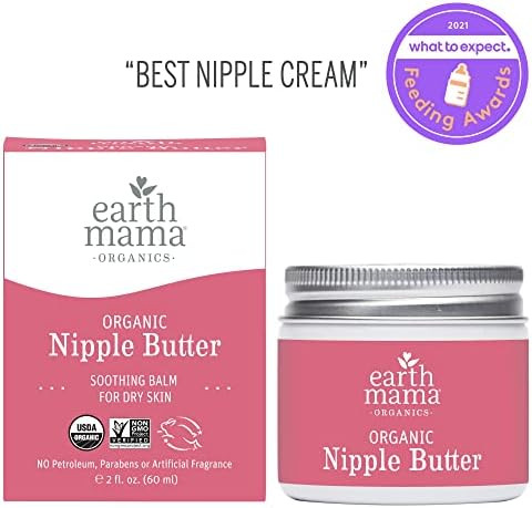 Organic Nipple Butter Breastfeeding Cream by Earth Mama | Lanolin-free, Safe for Nursing & Dry Skin, | Amazon (US)