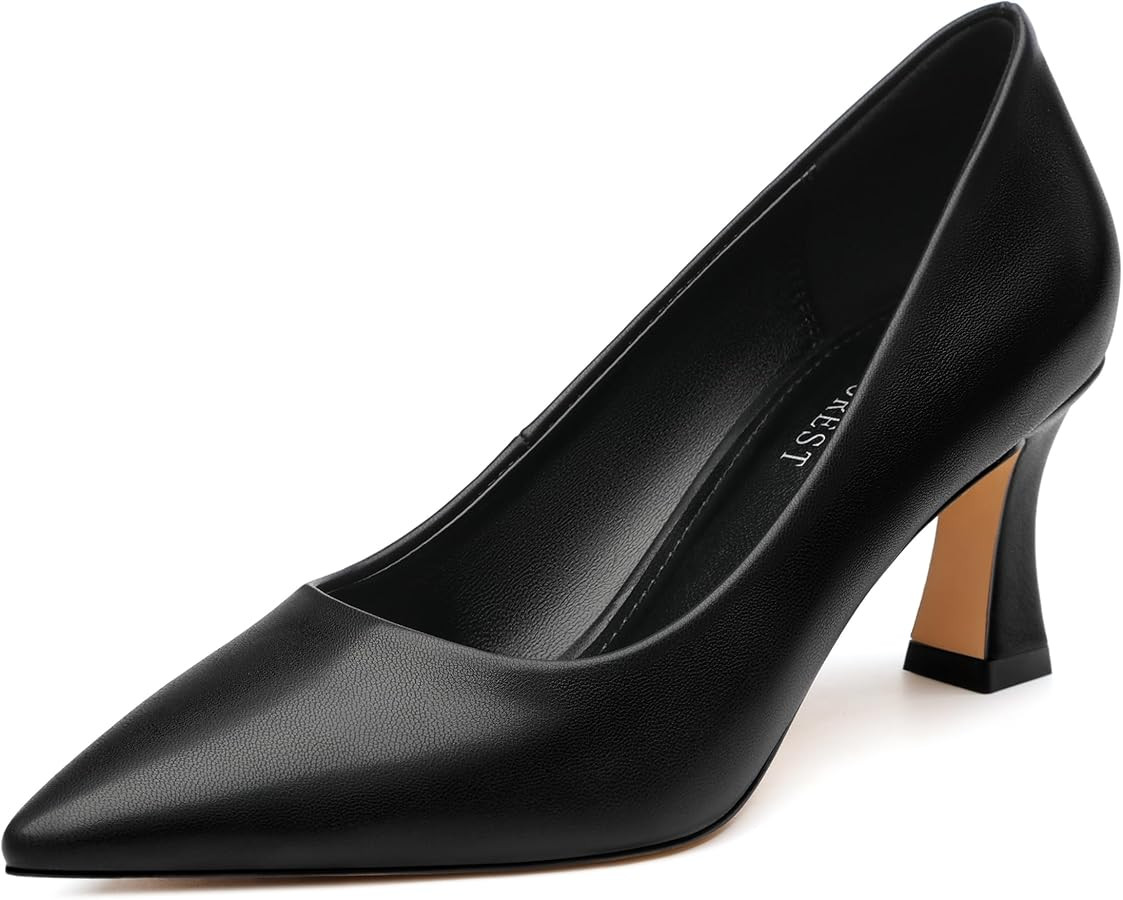 SHOWFOREST Women's Pointed Toe Pumps Comfortable Slip on High Heels Closed Toe Professional Pumps... | Amazon (US)