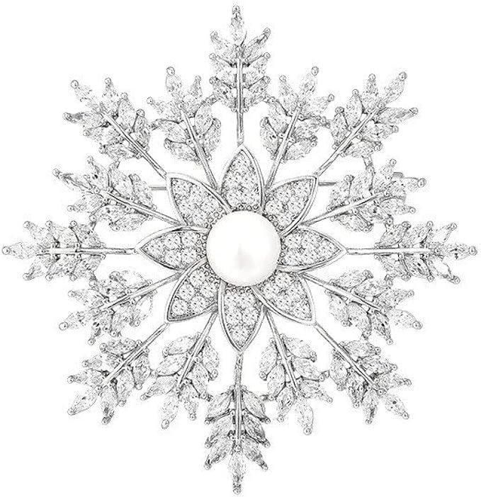 EMEGCY Snowflake Brooch for Women Fireworks Rhinestone Brooch Snowflake Wedding Brooch Jewelry Gi... | Amazon (US)