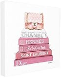 The Stupell Home Decor Collection Pink Book Stack Fashion Stretched Canvas Wall Art, 24 x 24, Multic | Amazon (US)