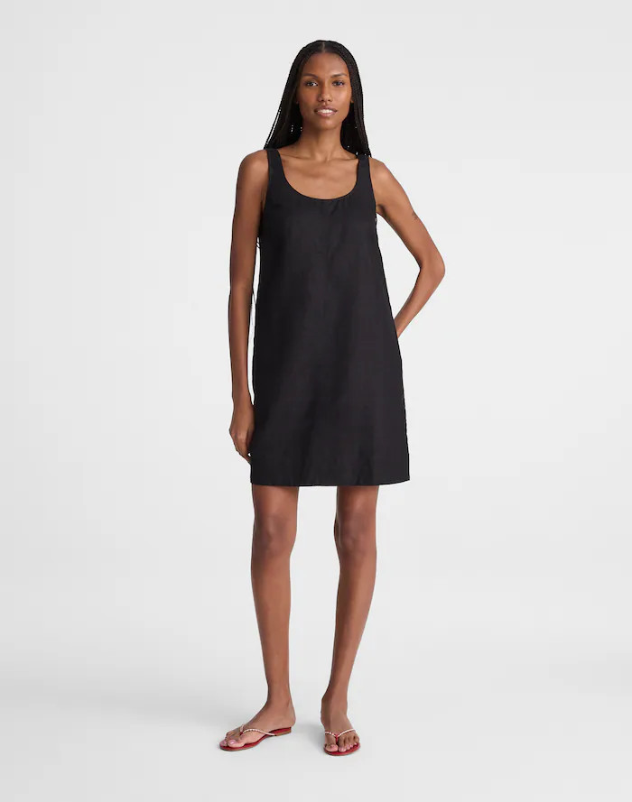 Scoopneck Mini Shift Dress in 100% Linen | Madewell