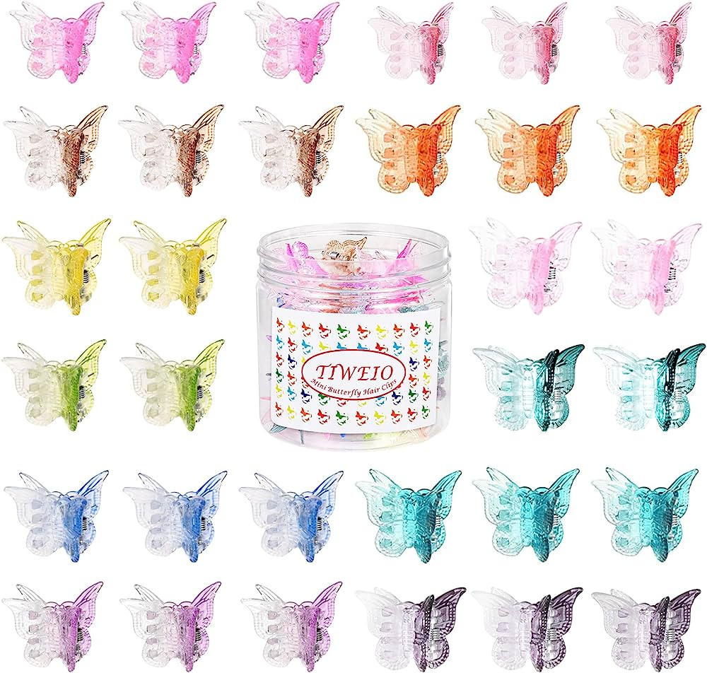 50 Pieces Butterfly Hair Clips Mini Hair Clips, Tiweio Small Hair Claw Clips Pastel Hair Clips Mi... | Amazon (US)