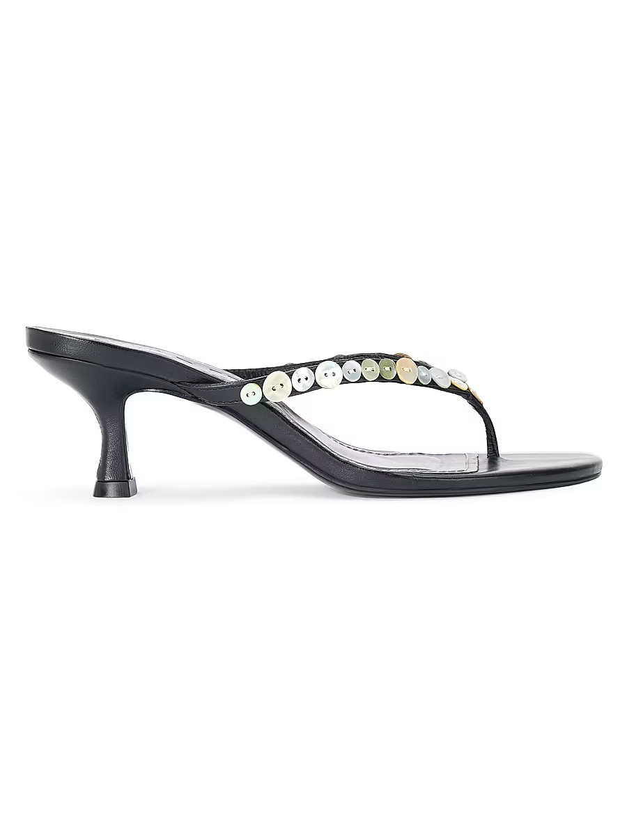 Women's Freja 60MM Leather Thong Sandals - Mother Of Pearl - Size 9.5 | Saks Fifth Avenue