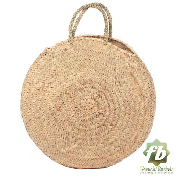 Round large wicker basket natural Handles : French Basket, Moroccan Basket, straw bag, french market | Etsy (US)