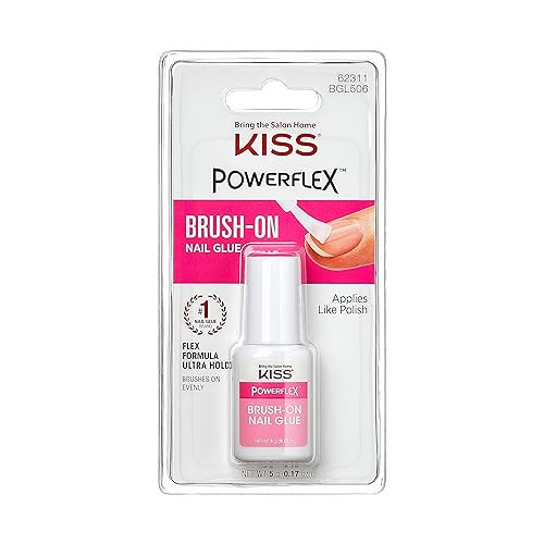 Kiss PowerFlex Nail Glue for Press Ons, Brush-On Applicator for Kits, Tips & Wraps, 0.17 oz, Ultra Hold, Fast Drying Adhesive, Instantly Repairs Cracks, Splits & Breaks, Seamless, Gap-Free Bond | Amazon (US)