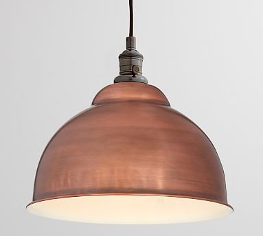 PB Classic Bronze Pendant Hardwire Kit + Bell Shaped Large Shade, Copper | Pottery Barn (US)