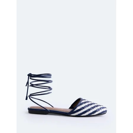Free Assembly Women's Woven Wrap Slide Flats | Walmart (US)