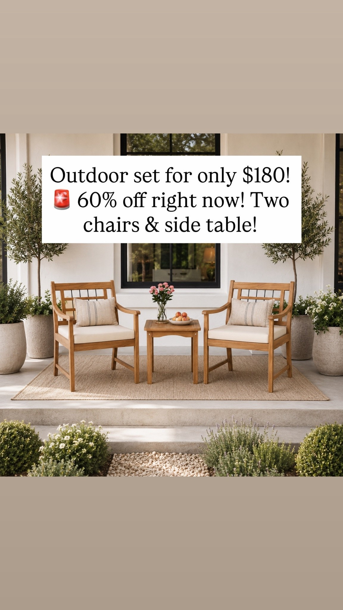 Outdoor set for only $180! 🚨 60% off right now! Two chairs & side table!

#LTKHome #LTKSaleAlert #LTKSeasonal