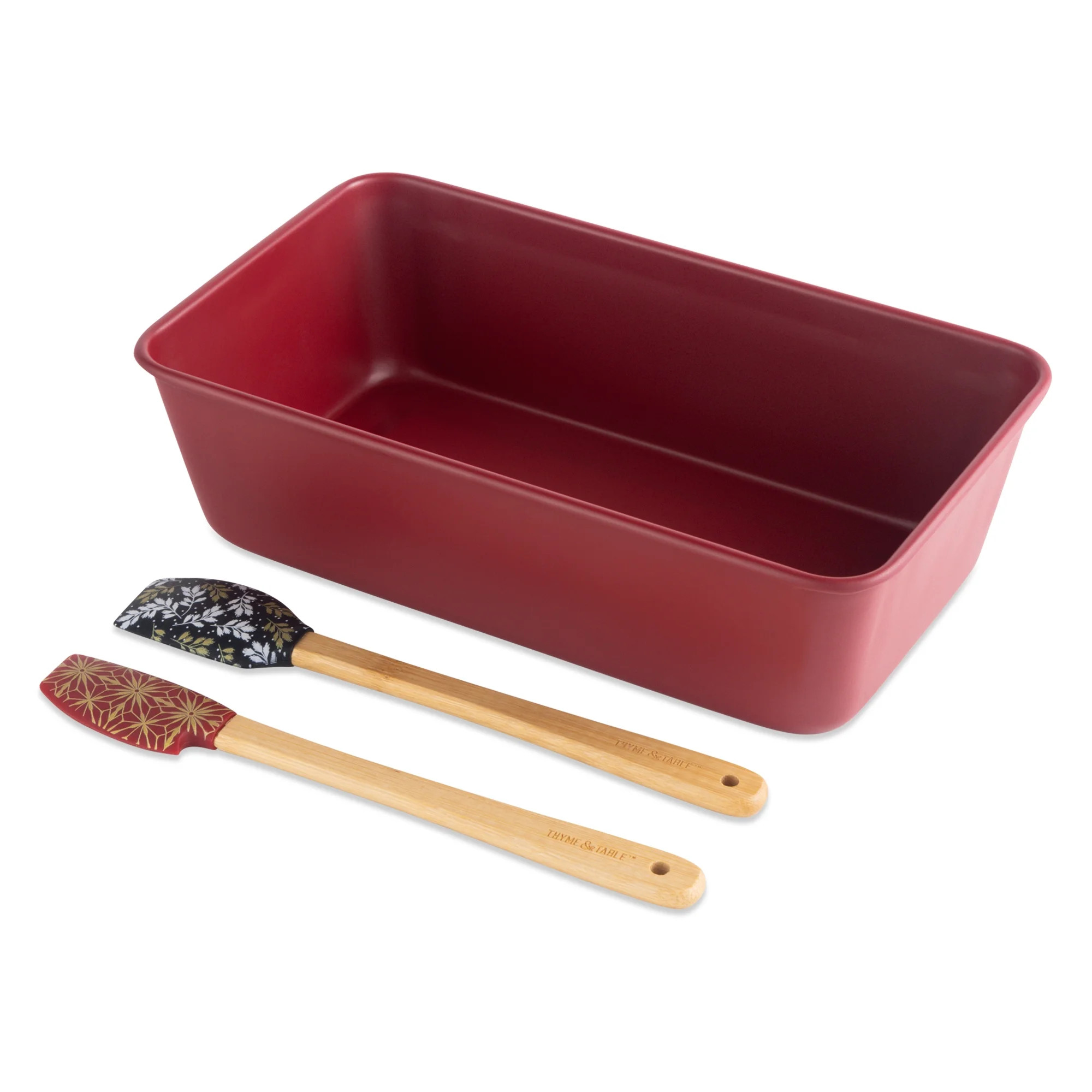 Thyme & Table Holiday 3-Piece Loaf Pan and Spatula Set - Red | Walmart (US)