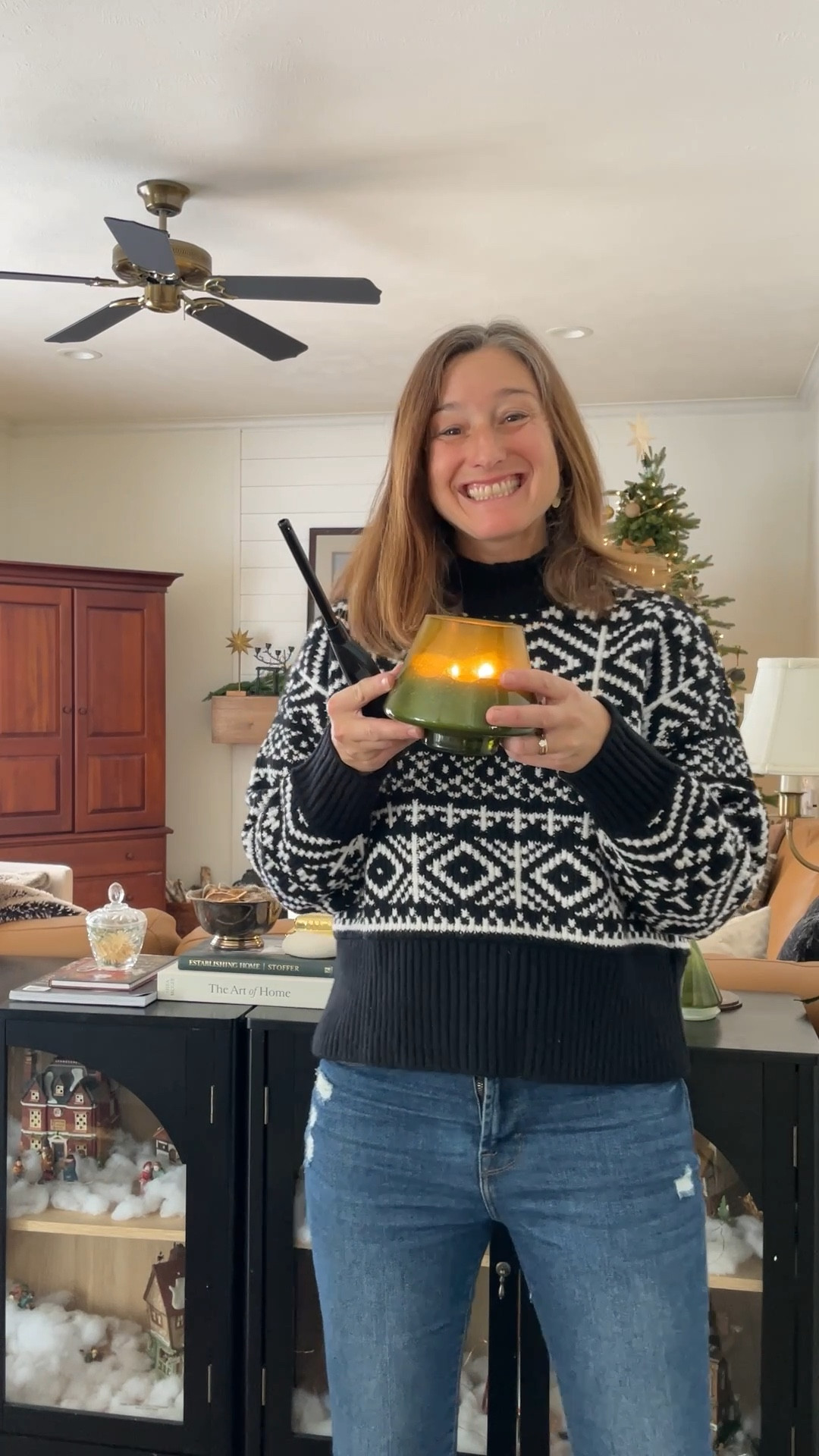 The BEST candle for the holidays is at Walmart.  

Old Navy women’s sweater.  Christmas tree candle.  Family room furniture.  

#LTKHoliday #LTKHome #LTKSeasonal