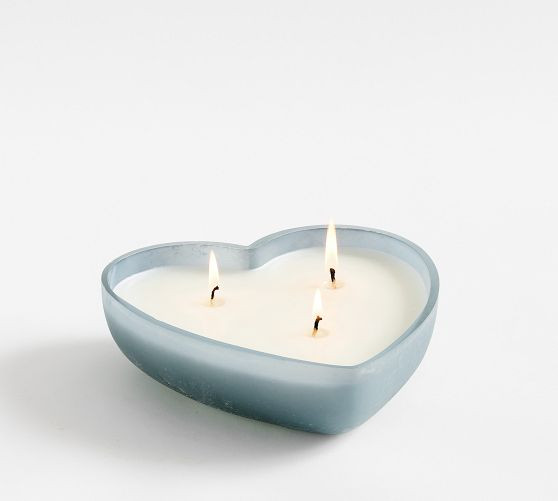 Frosted Glass Heart Candle - Navy Beach | Pottery Barn (US)