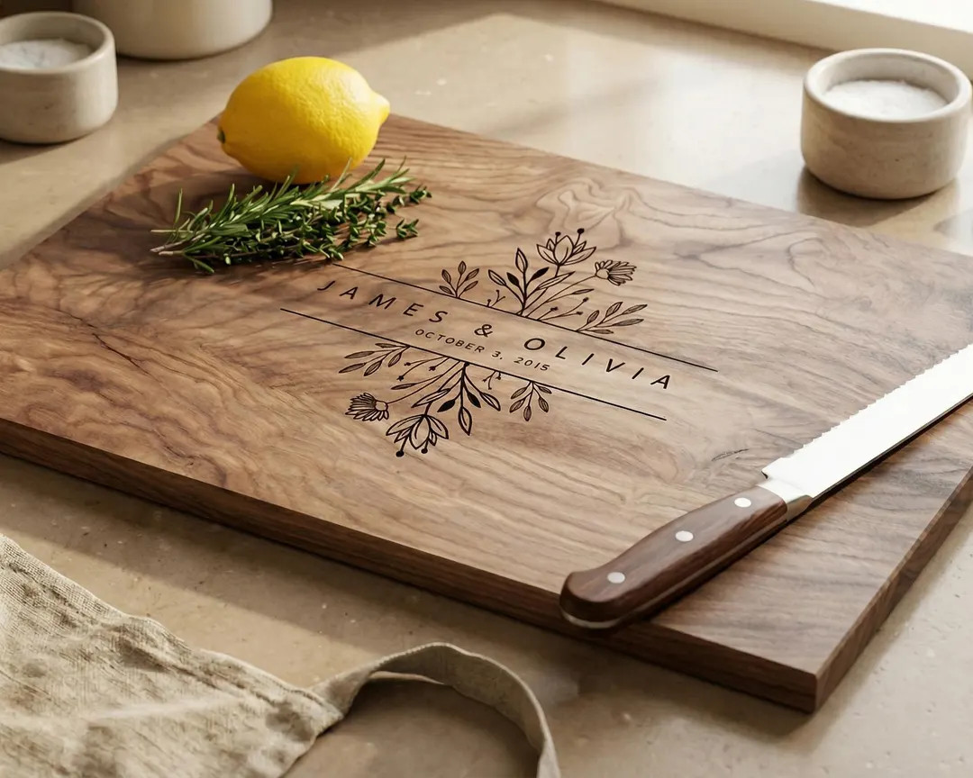 Personalized Walnut Cutting Board, Custom Wedding Gift, Engraved Couples Name, Bridal Shower | Etsy (US)