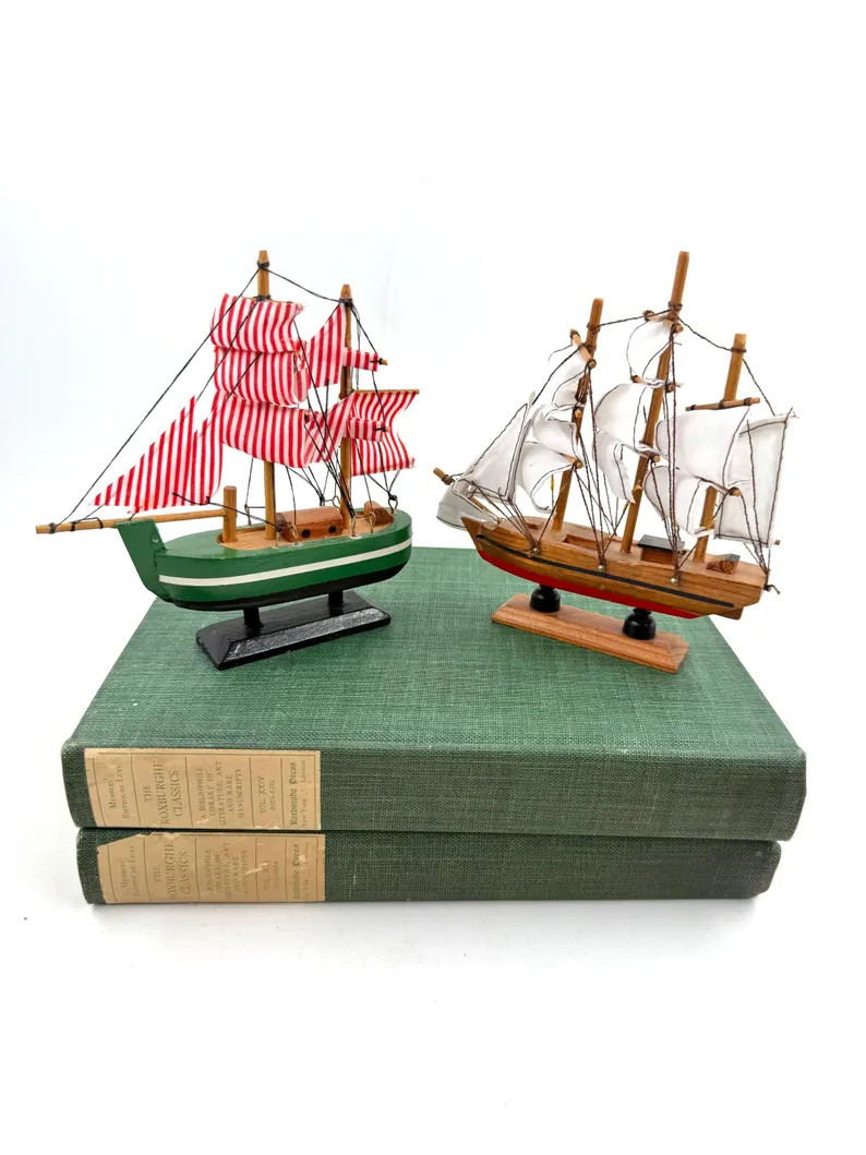 Vintage Miniature Wood Ship Set | Nautical Decor | Etsy (Global)