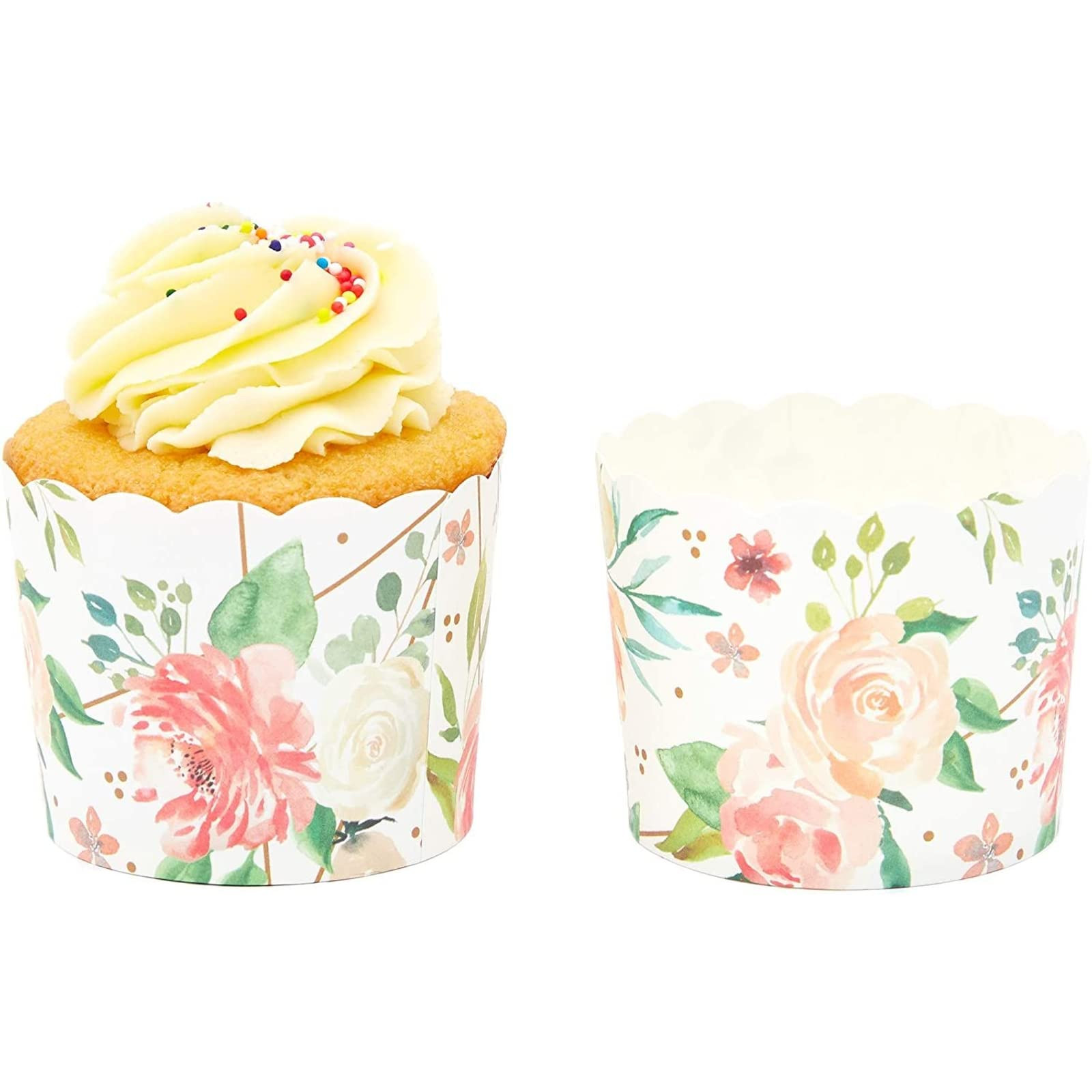 Sparkle and Bash Baking Cups Floral Watercolor Cupcake Liners - 2.75 x 2.75 x 2.19 In, 50 Pack - ... | Amazon (US)