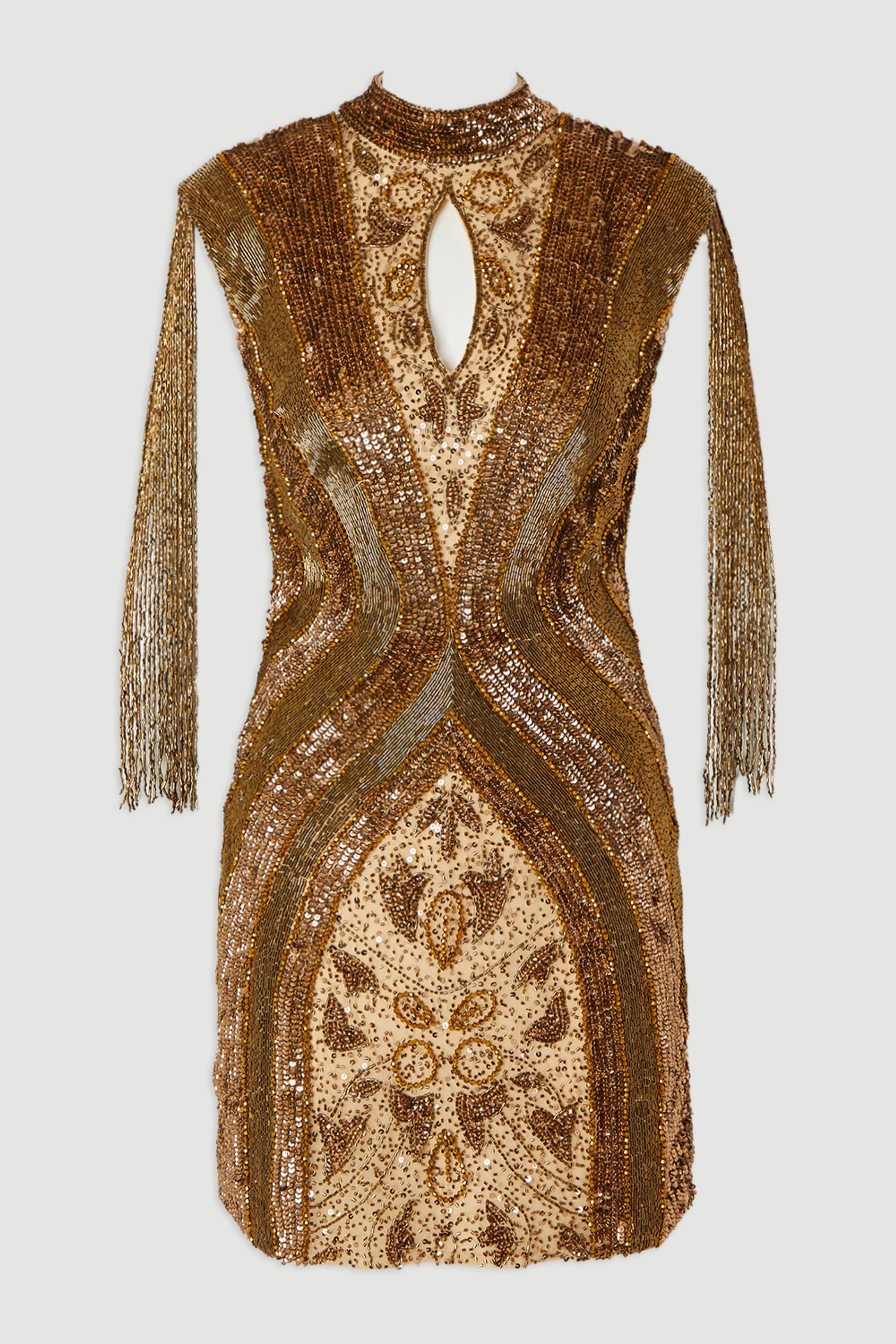 Embellished Beaded Cap Sleeve Woven Mini Dress | Karen Millen UK + IE + DE + NL