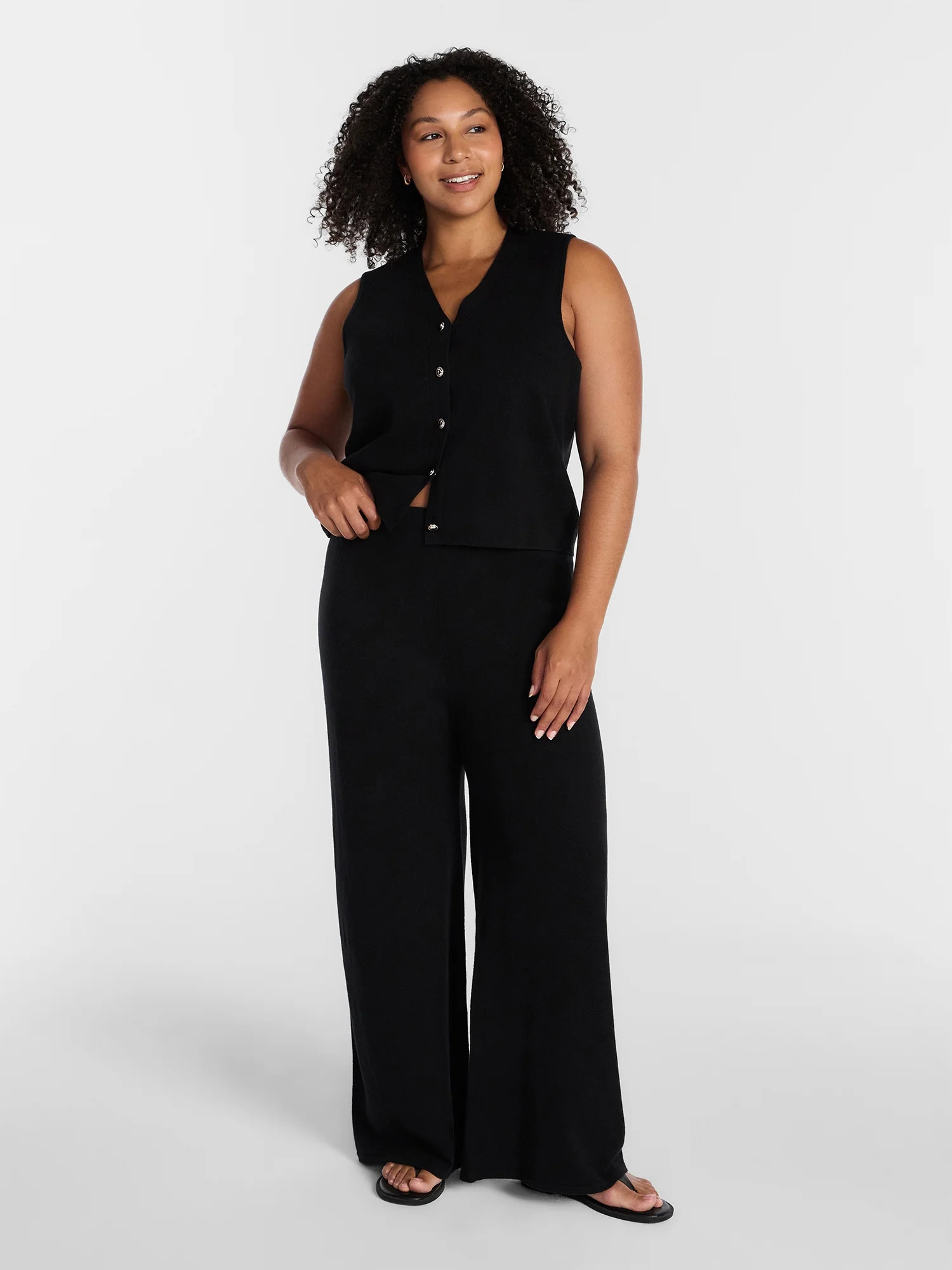 Terra & Sky Women's Plus Size Vest and Pants Outfit Set, 2-Piece, Sizes 0X-4X | Walmart (US)
