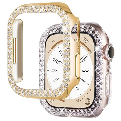 NewWays 2-Pack Bling Compatible for Apple Watch Cases 42mm Series 3 2 1, Protective Bumper for iWatch Series 1/2/3 (42mm, Gold/Clear) | Amazon (US)