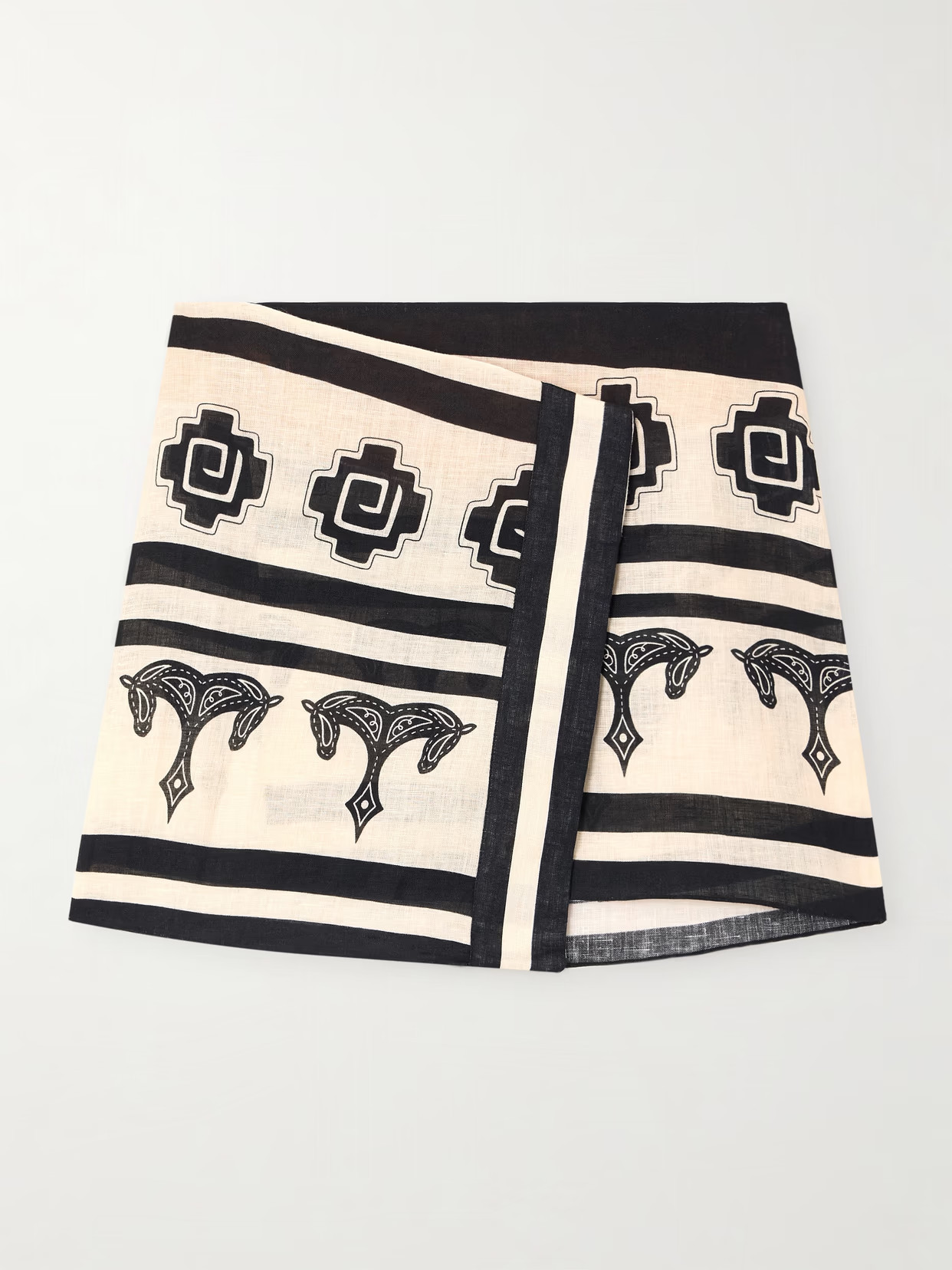 Johanna Ortiz - Roots Wrap-effect Printed Linen Mini Skirt - Ecru | NET-A-PORTER (US)