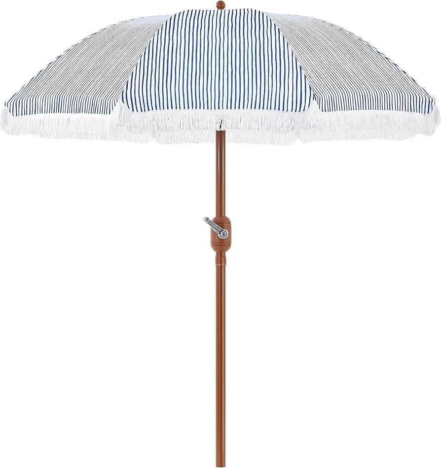 Yaheetech 9ft Patio Umbrella with Tassels, Fringe Portable Beach Umbrella, Umbrella Outdoor Patio... | Amazon (US)