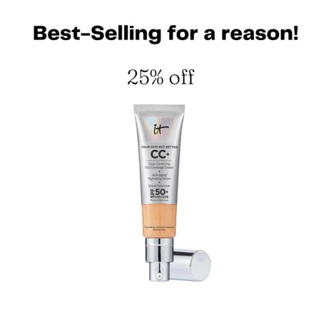 IT Cosmetics CC cream is 25% off! 25% off for the spring ltk sale! I’ve used this plenty of times since 2015.
Use code: LTKEVENT #LTKSale

Here’s why I like it:
Fantastic coverage
Great staying powder
Has SPF
Blurs imperfections 
Anti-aging 

There’s an illuminating version, too, linked below (the pinker container). It has some shimmer, so if that sounds like you, snag it. If not, get the silver container (from the photo!)

#LTKsalealert #LTKSale #LTKbeauty
