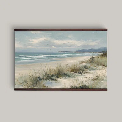 Coastal Beach Landscape Wall Art Tapestry, Ocean Seascape Painting, Coastal Farmhouse Beach House Wall Decor | Wayfair North America