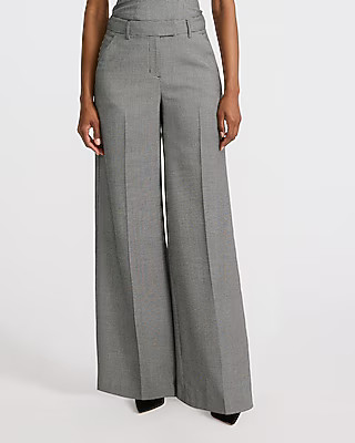 Editor Mid Rise Houndstooth Wide Leg Pant | Express