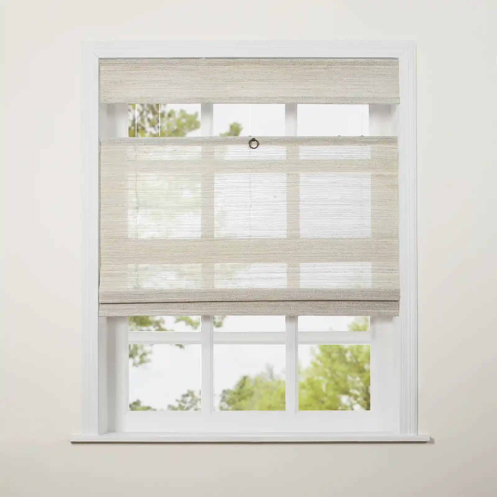 Natural Ramie Top Down Bottom Up Woven Wood Shade Cordless - Wall White | TWOPAGES