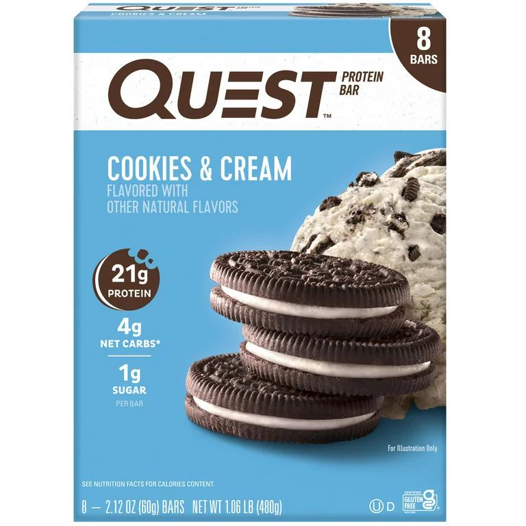 Quest Protein Bar, High Protein, Low Carb, Cookies & Cream, 8 Pk | Walmart (US)