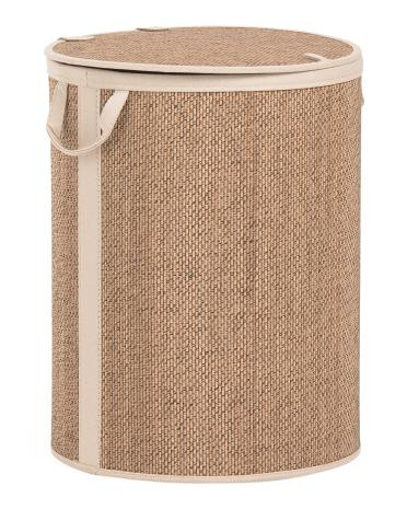 large bamboo fabric lined laundry hamper | TJ Maxx
