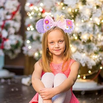 YOWOCAL Mouse Ears Butterfly Flower Headband,Sequin Bows Cosplay Costume Pink Mouse Ears Headwear... | Amazon (US)