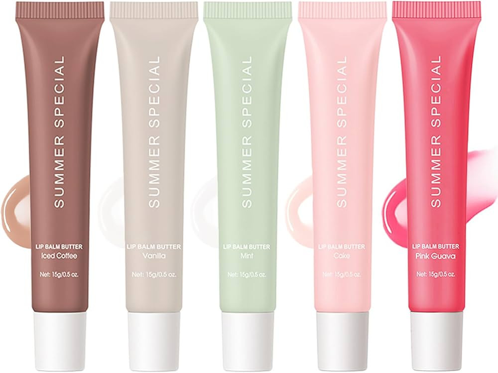 5PCS Summer Special Lip Balm Butter Set - Natural Shea Butter & Avocado Oil, Hydrating Non-Sticky... | Amazon (US)