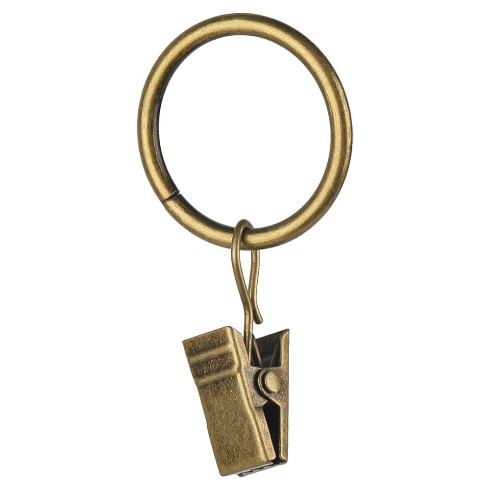 30 PCS Antique Brass Clips Curtain Hooks for Curtain Rod, This Small Drapery Curtain Ring with Cl... | Amazon (US)