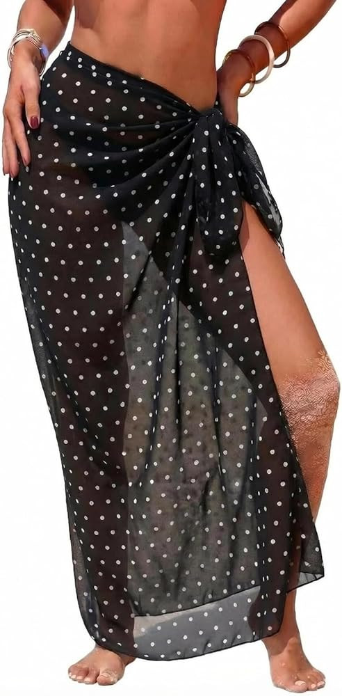 Chiffon Sarong Wraps for Women Sheer Beach Cover Up Swimsuit Summer | Amazon (US)